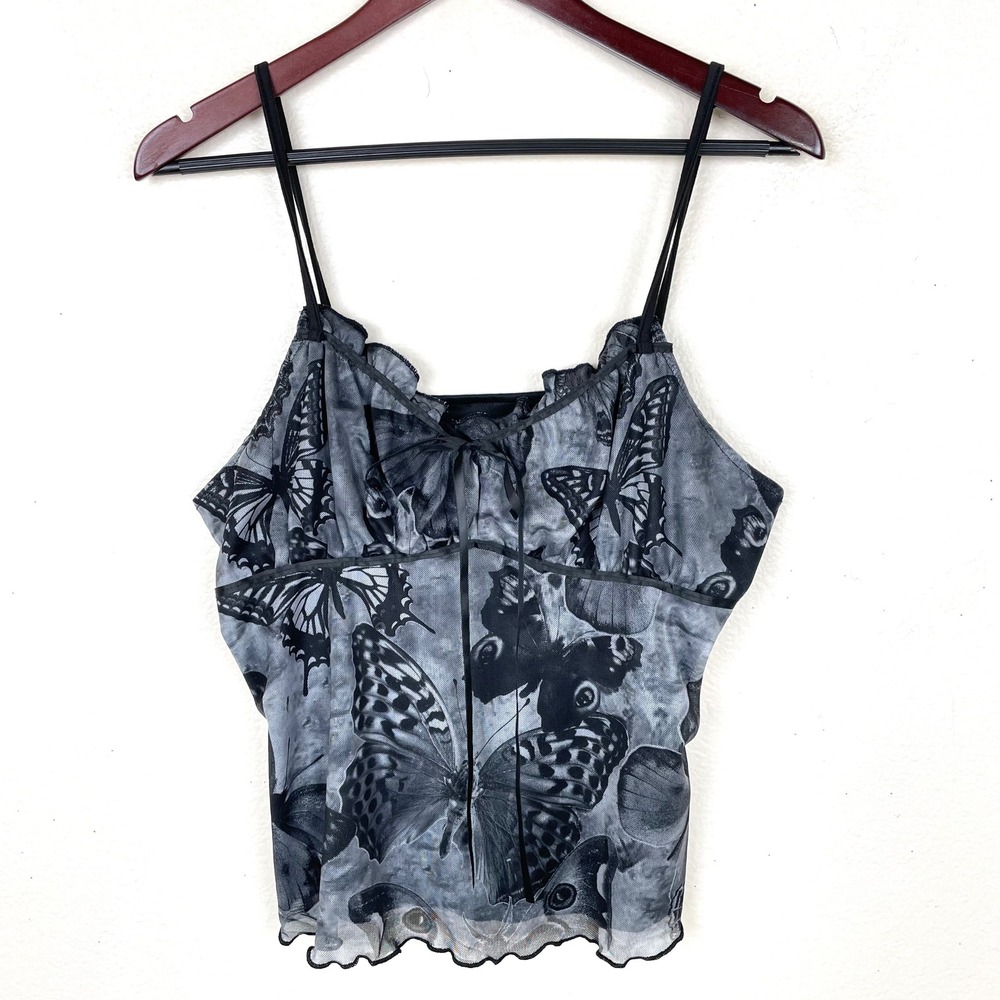 Y2K 90s Top Sz XL Babydoll Whimsigoth Fairy Grunge Butterfly Milkmaid Stretchy